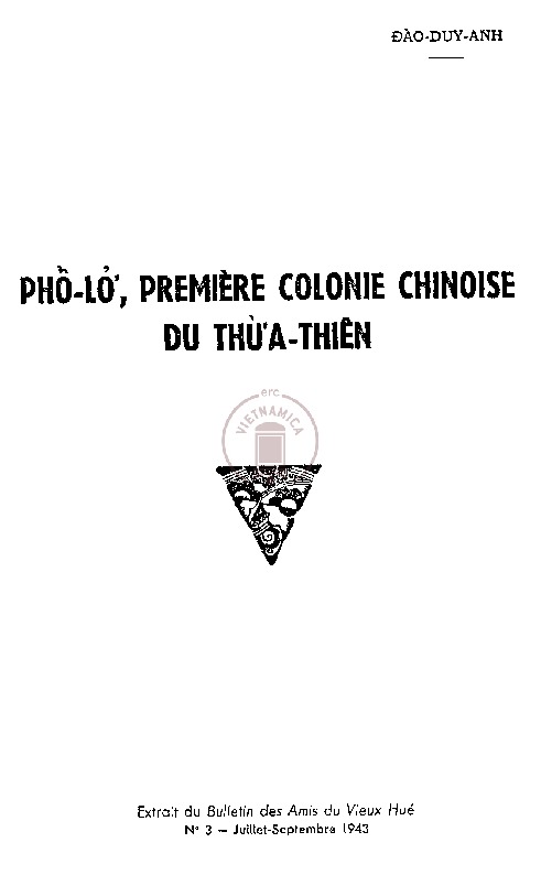 Ph L Premi Re Colonie Chinoise Du Th A Thi N Vietnamica