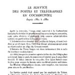 Le service des postes et télégraphes en cochinchine depuis 1861 à 1880 (vérifier)