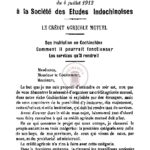Conférence du 4 juillet 1912 à la société des etudes indochinoises : le crédit agricole mutuel