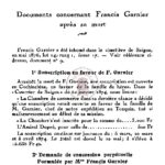 Documents concernant Francis Garnier après sa mort