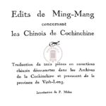 Edits de Ming-Mang concernant les chinois de Cochinchine