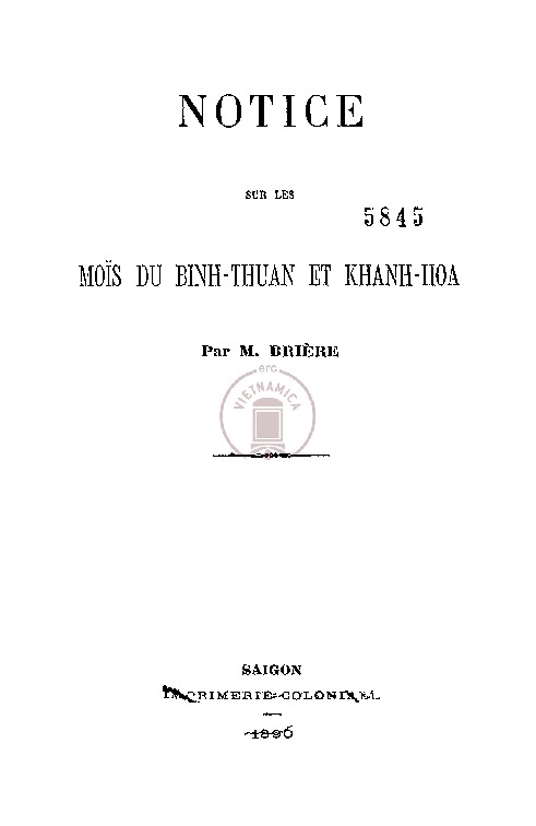Mnotice Notice sur les Moïs du Binh-Thuan et Khanh-Hoa - Digital library ...