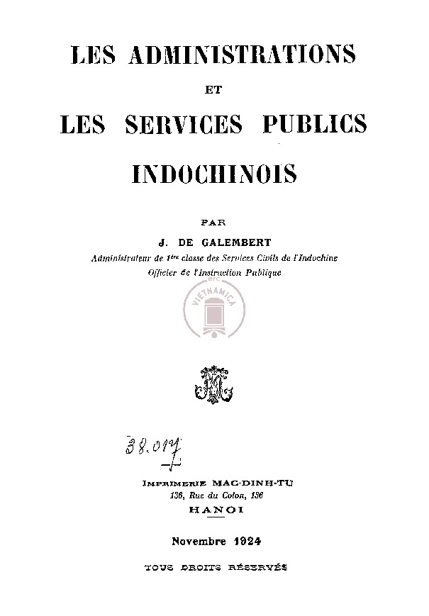 Les administrations et les services publics indochinois - Digital ...