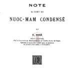 Note au sujet du Nuoc-Mam condensé