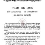 L’eau de coco – ses caractères, sa composition, ses divers emplois