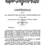 Le cri-cri – conférence faite à la société des etudes indochinoises le 3 mai 1920