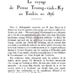 Le voyage au Tonkin de P. J.-B Truong Vinh Ky