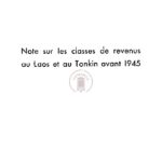 Note sur les classes de revenus au Laos et au Tonkin avant 1945