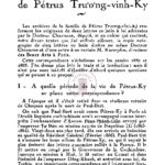 Correspondance inédite en latin de Pétrus Truong Vinh Ky – lettre de Pétrus au Dr. Chavanne
