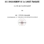 De l’enseignement de la langue française aux Étrangers
