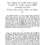 Les origines du conflit franco-chinois à propos du Tonkin jusqu’en 1883 par Huan Lai Cho
