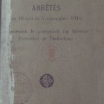 Décret du 1er mai 1914 et arrêtés des 10 mai et 5 septembre 1914 concernant le personnel du Service Forestier de l’Indochine