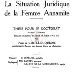 La Situation Juridique de la Femme Annamite